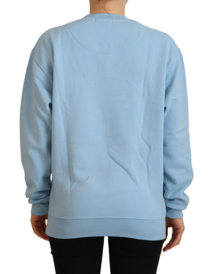 Philippe Model Women's Light Blue Logo Printed Long Sleeves Sweater