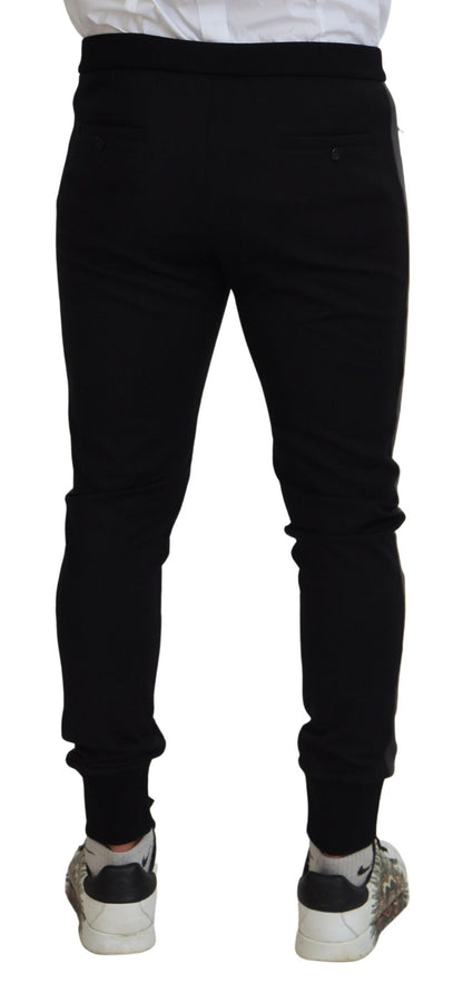 Dolce & Gabbana Black Wool Horseshoe Jogger Pants