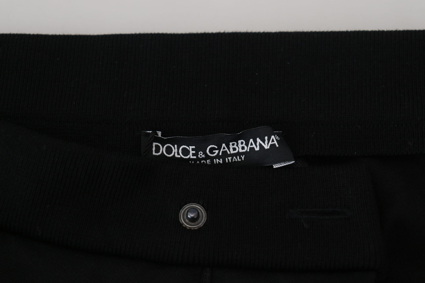 Dolce & Gabbana Black Wool Horseshoe Jogger Pants