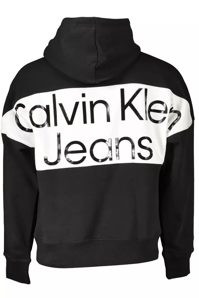 Elegant Black Cotton Blend Hooded Sweatshirt