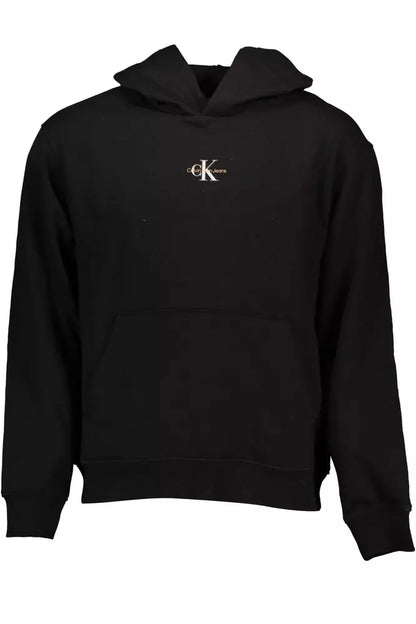 Sleek Black Hooded Sweatshirt with Logo Design