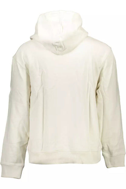 Elegant White Cotton Hooded Sweatshirt