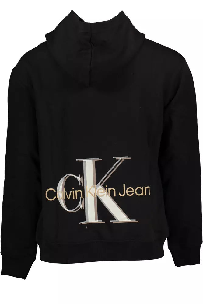 Sleek Black Hooded Sweatshirt with Logo Design