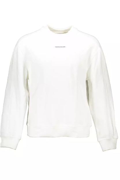 Calvin Klein Men's Sleek White Cotton Logo Sweatshirt