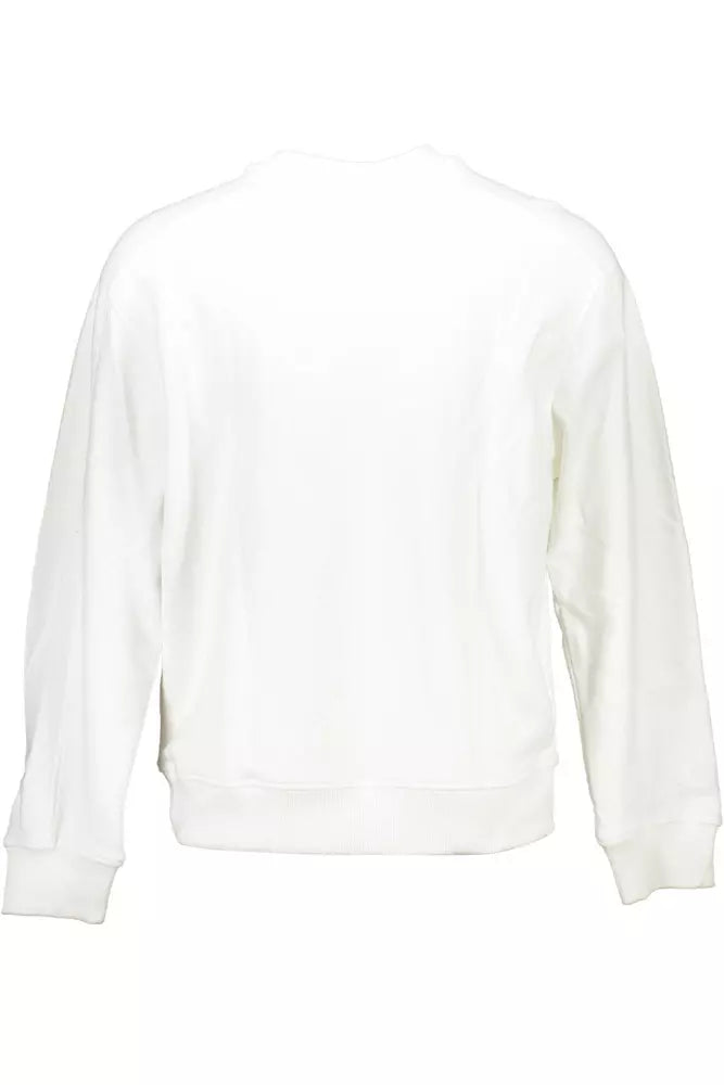 Calvin Klein Men's Sleek White Cotton Logo Sweatshirt