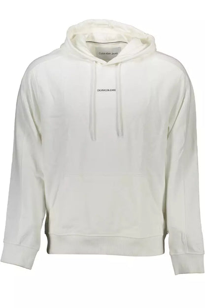 Calvin Klein Men's Elegant White Hooded Sweatshirt with Logo Print