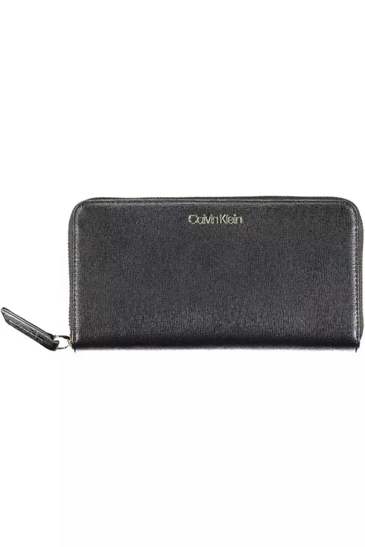 Sleek Black Polyethylene Zip Wallet