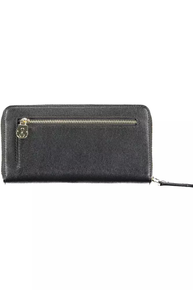 Sleek Black Polyethylene Zip Wallet