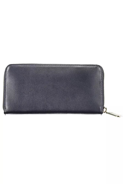 Elegant Blue Leather Wallet with Multiple Compartments