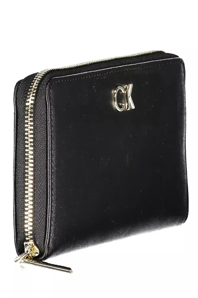 Elegant Black Polyethylene Five-Compartment Wallet