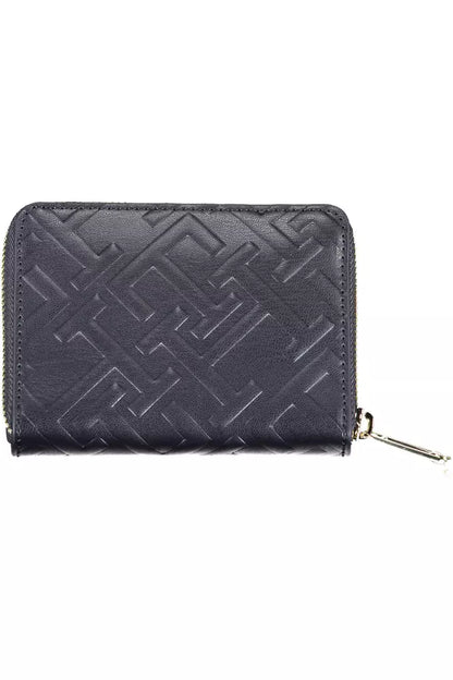 Elegant Blue Polyethylene Wallet with Contrast Detail