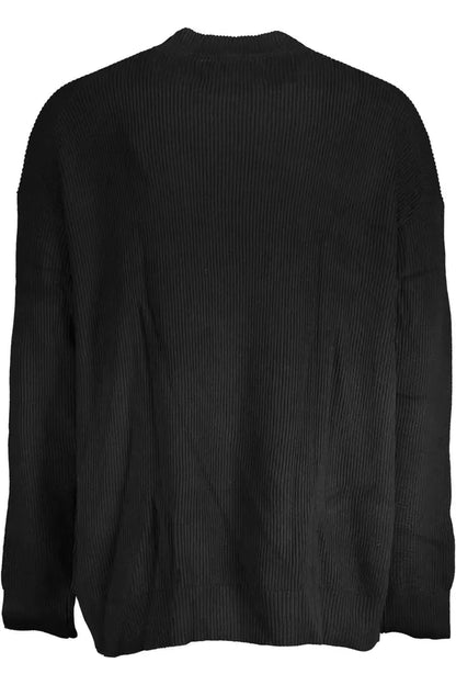 Elegant Black Turtleneck with Embroidered Logo