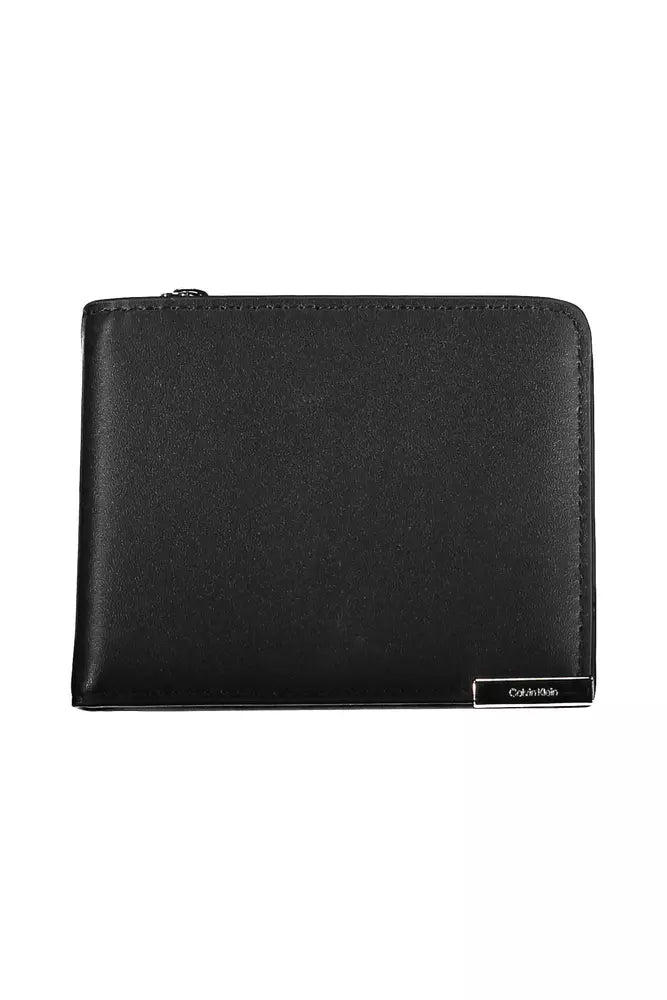 Sleek Black RFID-Secure Wallet with Coin Purse