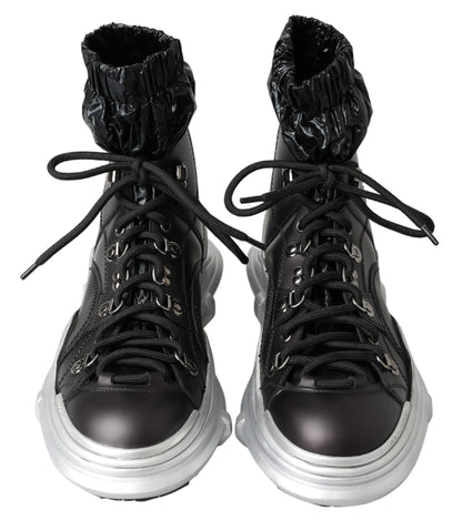 Dolce & Gabbana Black Nylon Galileo High Top Sneakers Shoes