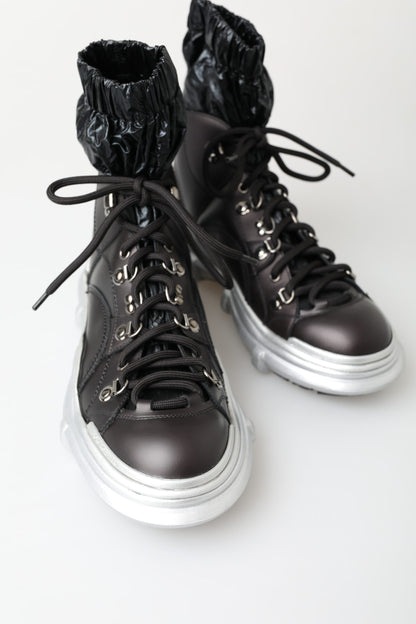 Dolce & Gabbana Black Nylon Galileo High Top Sneakers Shoes