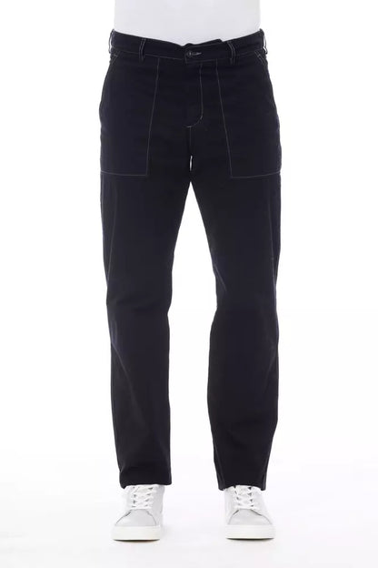 Alpha Studio Men's Blue Cotton Pants