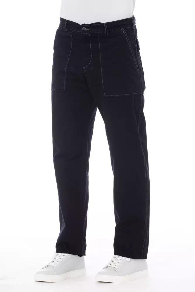 Alpha Studio Men's Blue Cotton Pants