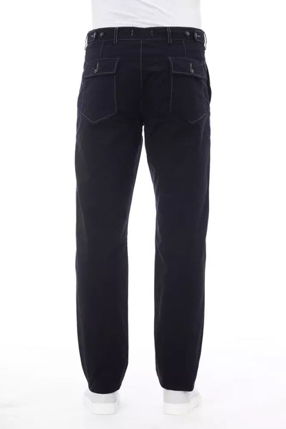 Alpha Studio Men's Blue Cotton Pants