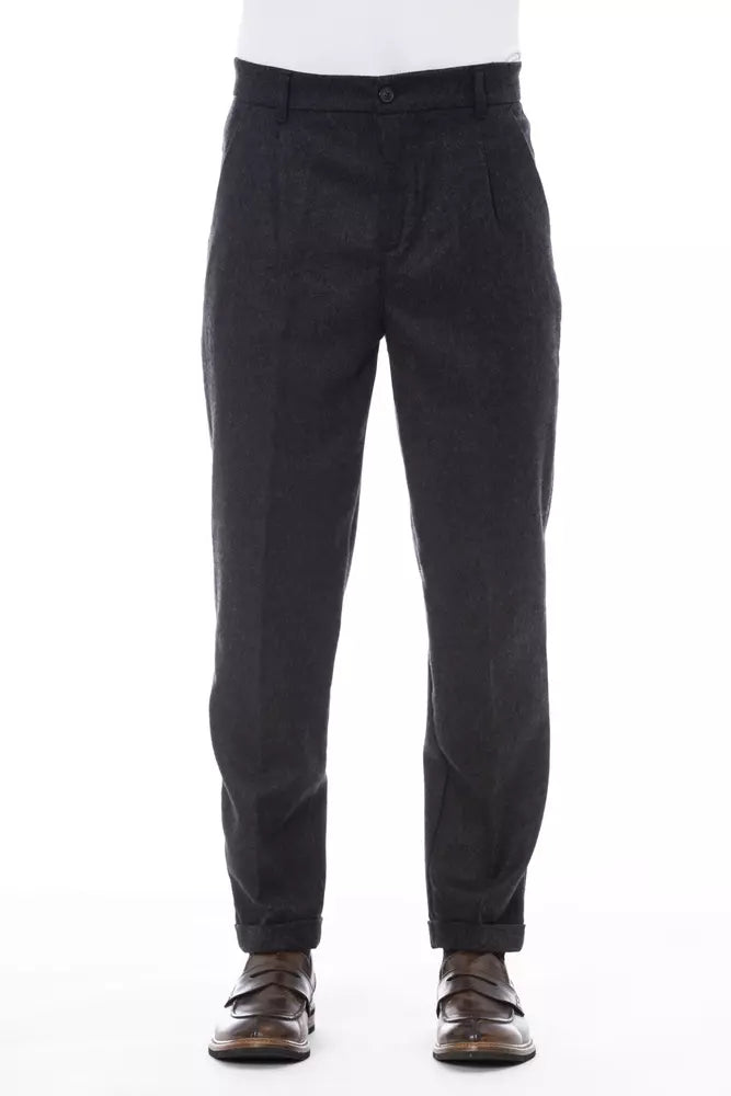 Alpha Studio Men's Gray Wool Pants