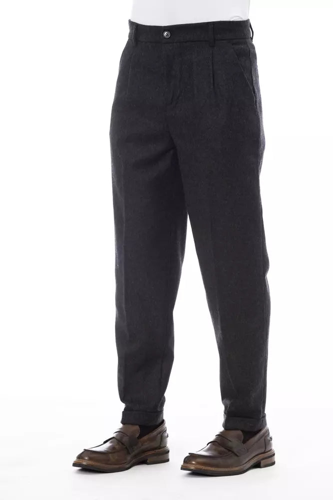 Alpha Studio Men's Gray Wool Pants