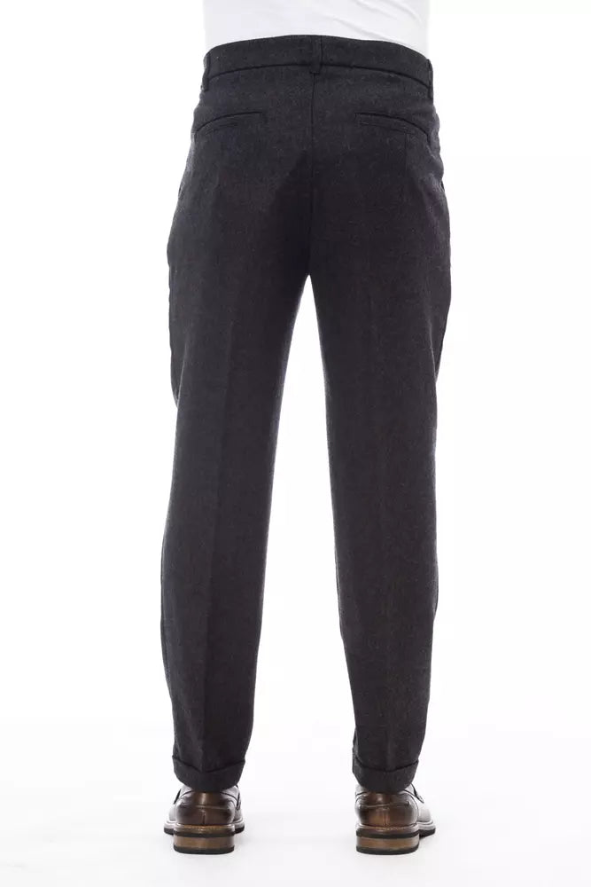 Alpha Studio Men's Gray Wool Pants