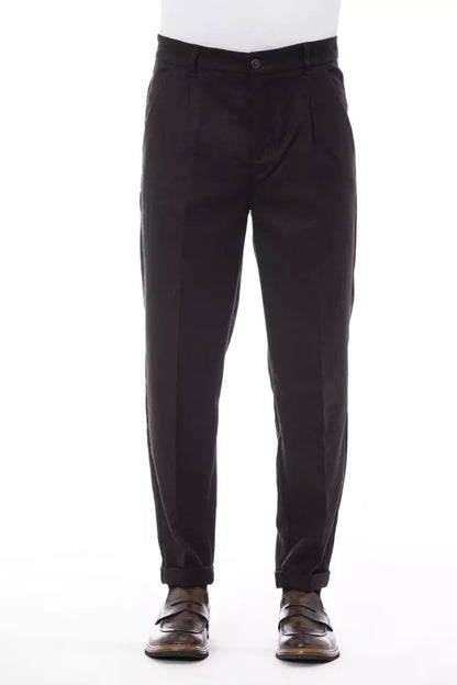 Alpha Studio Men's Brown Wool Pants