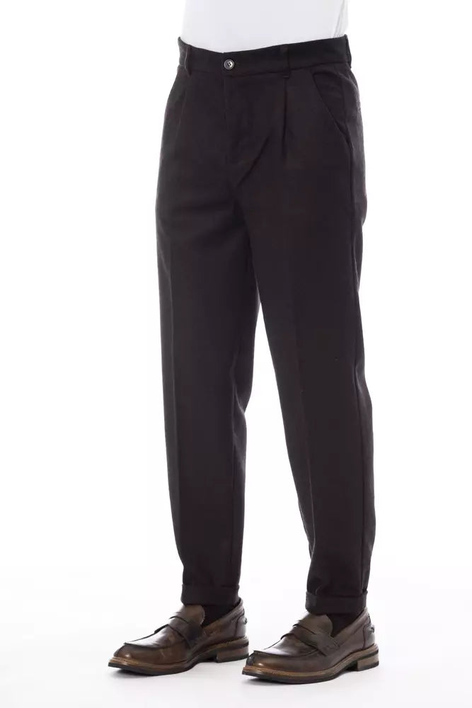 Alpha Studio Men's Brown Wool Pants