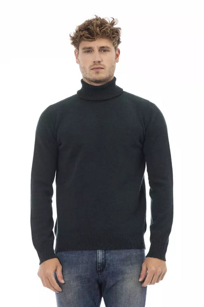 Alpha Studio Men's Green Wool Turtleneck Sweater