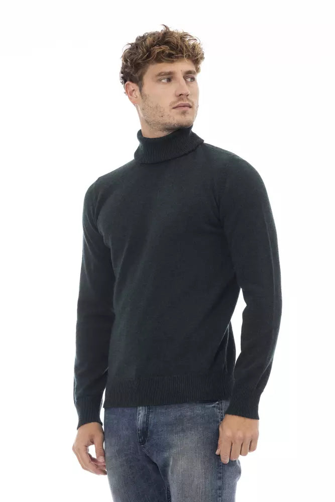 Alpha Studio Men's Green Wool Turtleneck Sweater