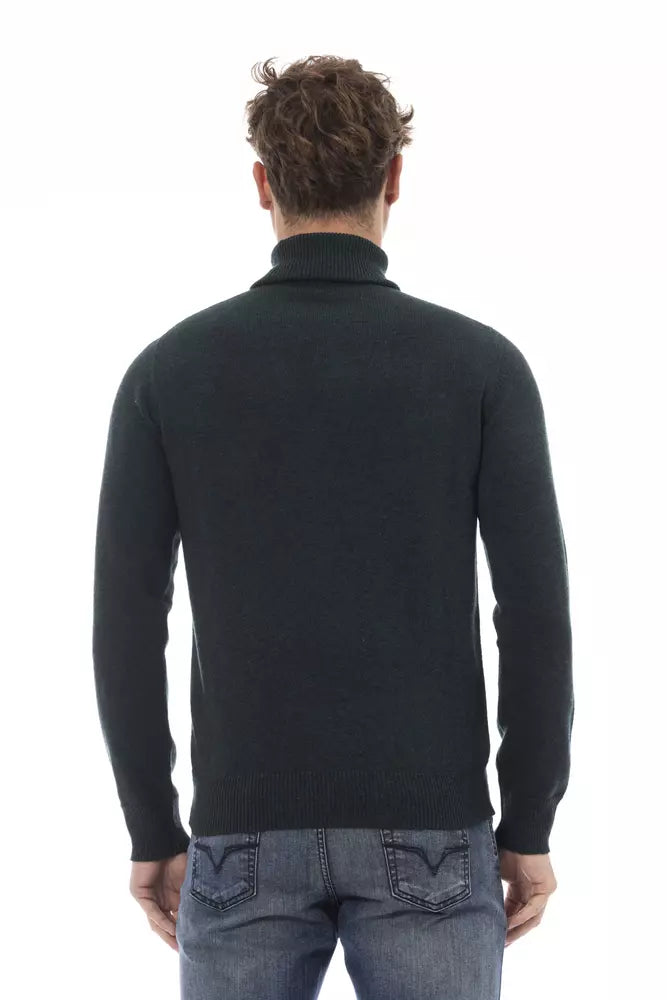 Alpha Studio Men's Green Wool Turtleneck Sweater