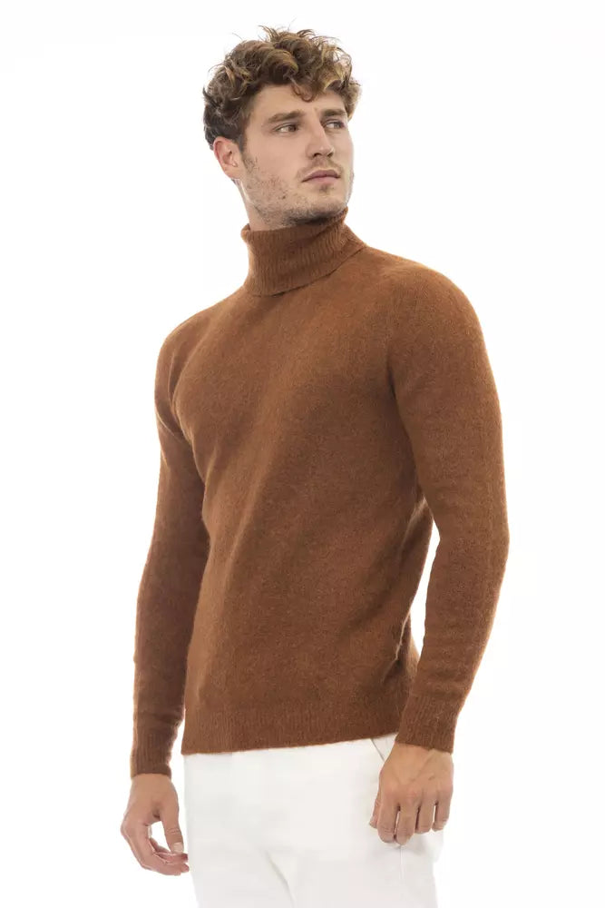 Alpha Studio Men's Brown Alpaca Wool Turtleneck Sweater