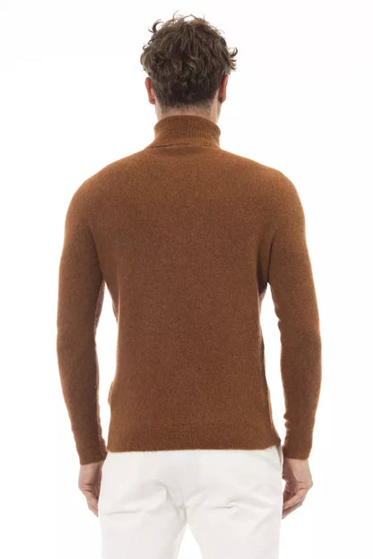 Alpha Studio Men's Brown Alpaca Wool Turtleneck Sweater