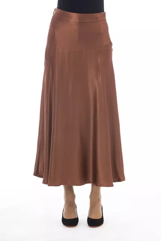 Alpha Studio Brown Viscose Midi Skirt