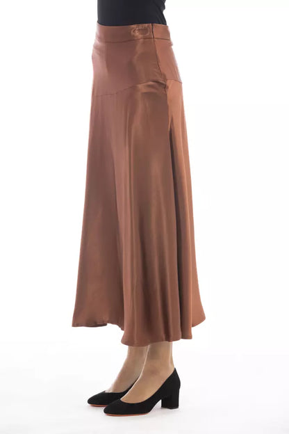 Alpha Studio Brown Viscose Midi Skirt