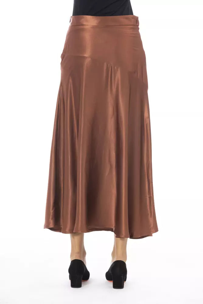 Alpha Studio Brown Viscose Midi Skirt