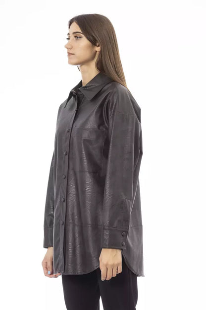 Alpha Studio Women's Brown Polyethylene Leatherette Shirt