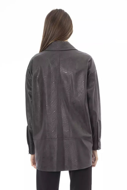 Alpha Studio Women's Brown Polyethylene Leatherette Shirt