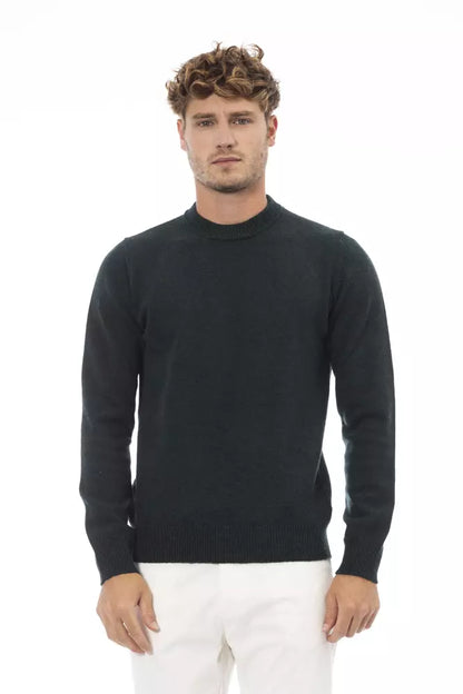 Alpha Studio Men's Green Wool Crewneck Sweater