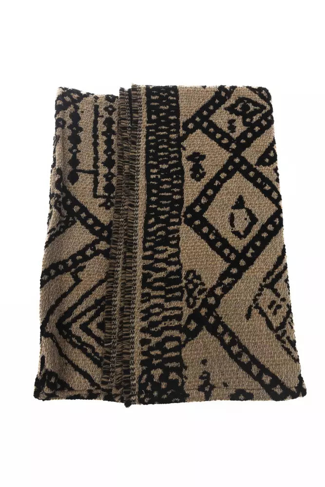 Alpha Studio Brown Acetate Scandinavian Jacuard Stole Scarf