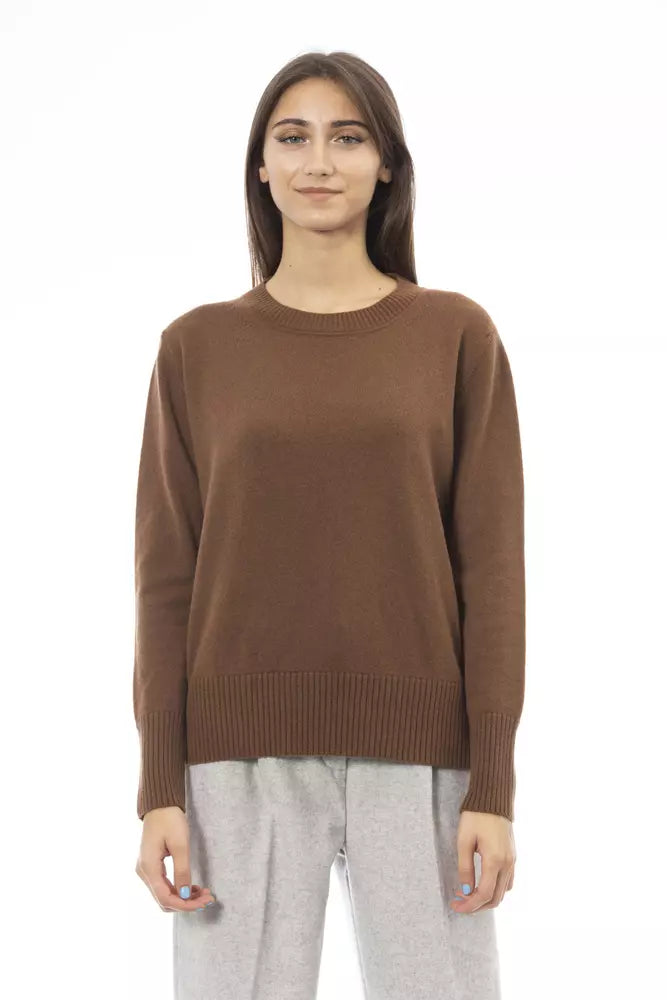 Alpha Studio Ladies' Brown Cashmere Crewneck Sweater