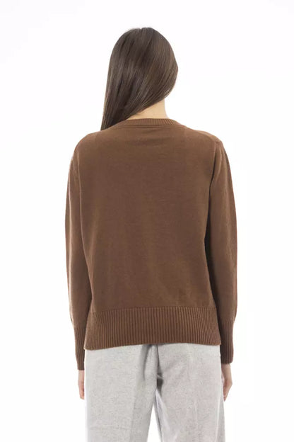 Alpha Studio Ladies' Brown Cashmere Crewneck Sweater