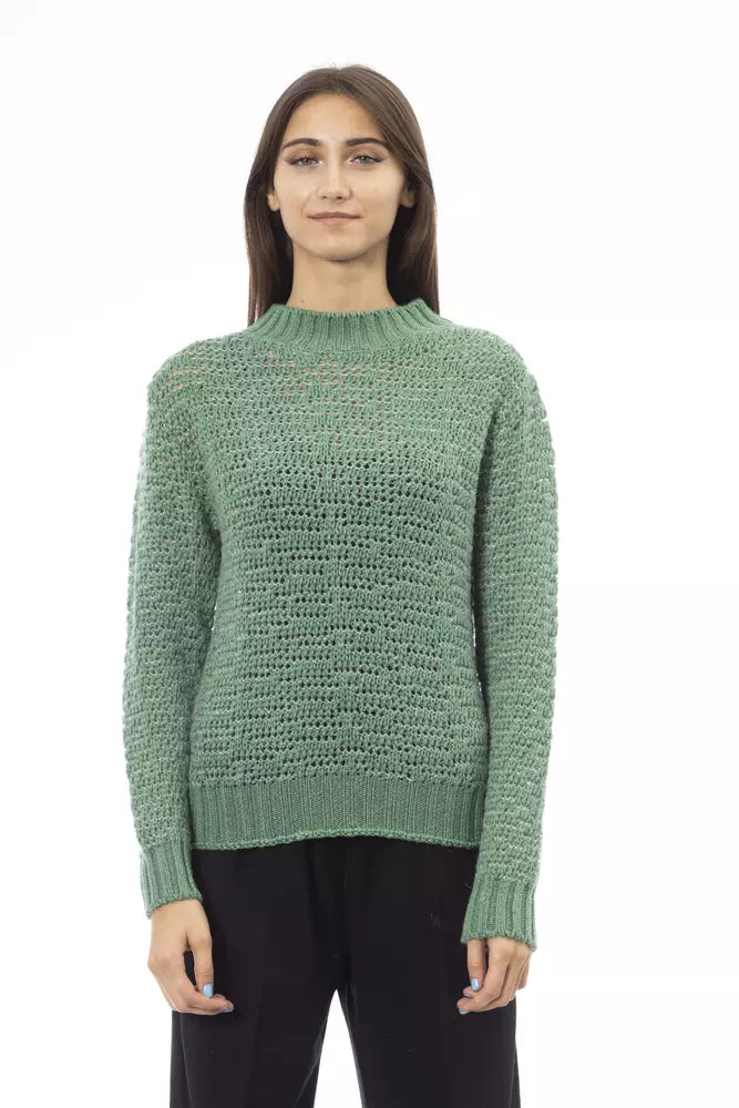 Alpha Studio Ladies' Green Wool Mock Neck Sweater