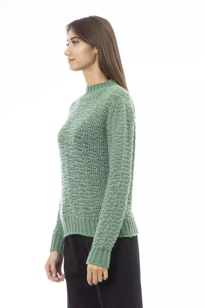 Alpha Studio Ladies' Green Wool Mock Neck Sweater