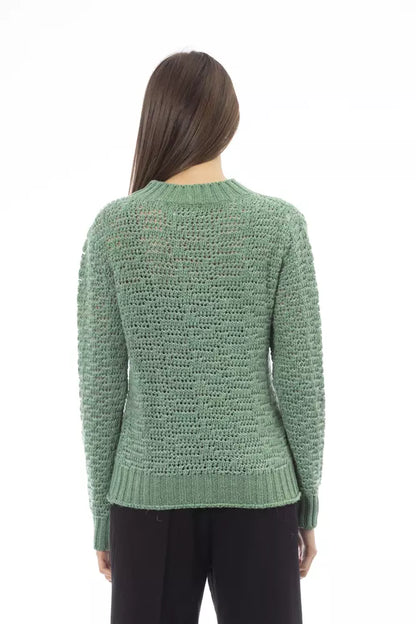 Alpha Studio Ladies' Green Wool Mock Neck Sweater