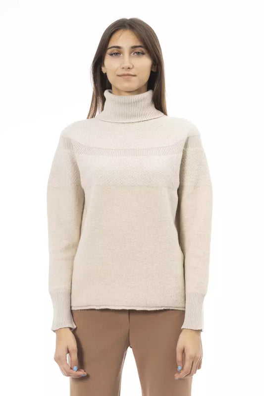 Alpha Studio Ladies' Beige Wool Turtleneck Sweater