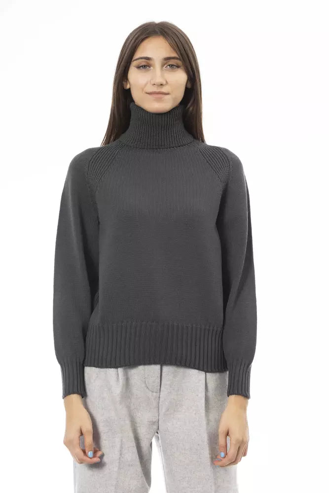 Alpha Studio Ladies' Green Wool Turtleneck Sweater