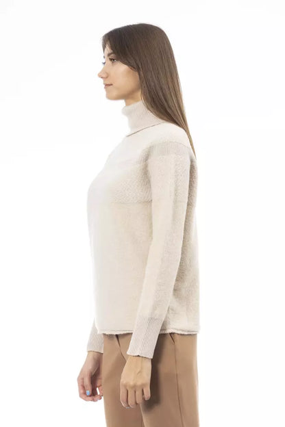 Alpha Studio Ladies' Beige Wool Turtleneck Sweater