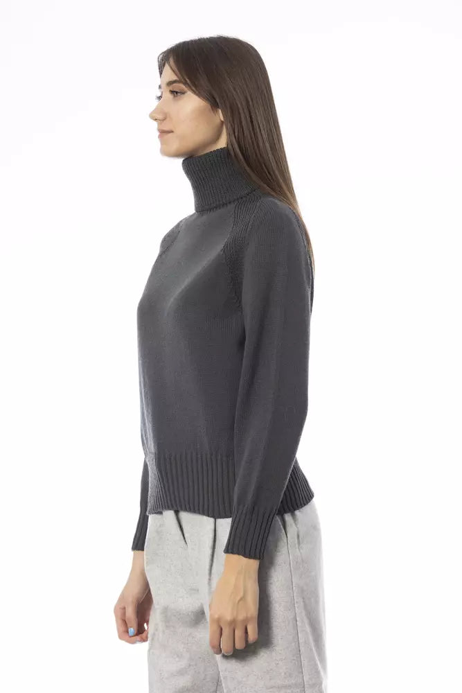 Alpha Studio Ladies' Green Wool Turtleneck Sweater