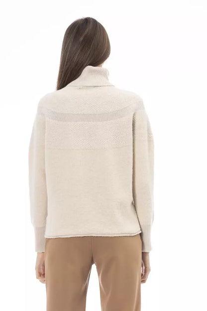 Alpha Studio Ladies' Beige Wool Turtleneck Sweater