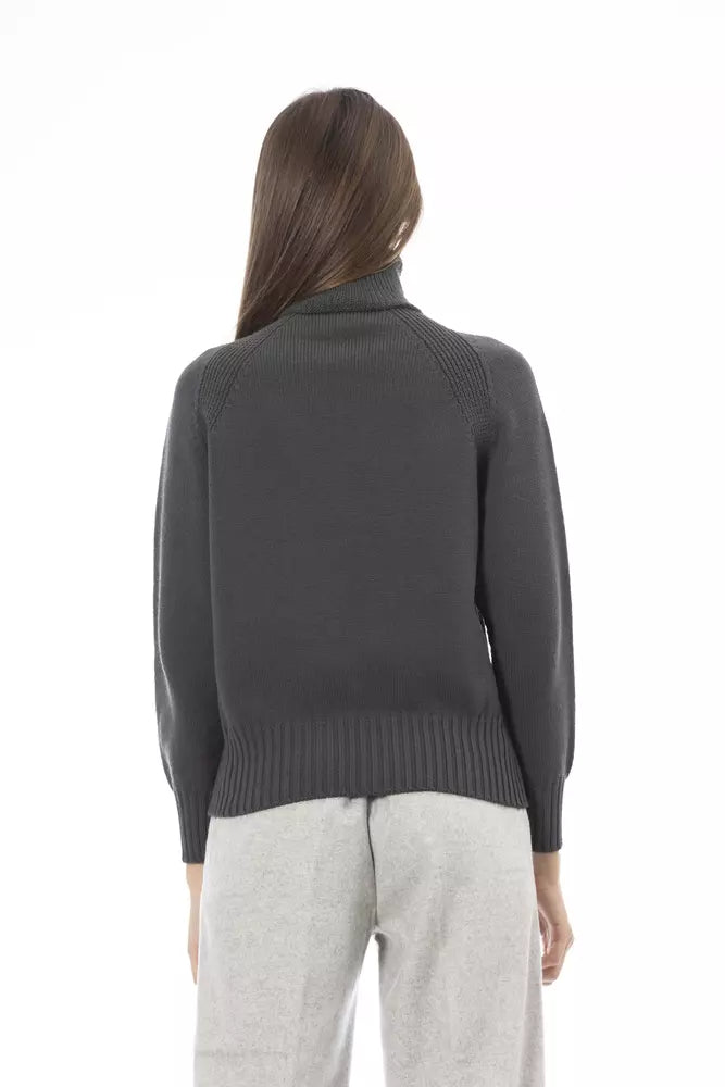 Alpha Studio Ladies' Green Wool Turtleneck Sweater